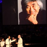 Seiji Ozawa was presented the first-ever Tanglewood medal by John Williams and Yo-Yo Ma in absentia at the 75 Anniversary Celebration of Tanglewood 7.14.12(Hilary Scott)