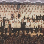 All of the performers at the Tanglewood 75th Anniversary Concert take a bow after the finale 7.14.12 (Hilary Scott)